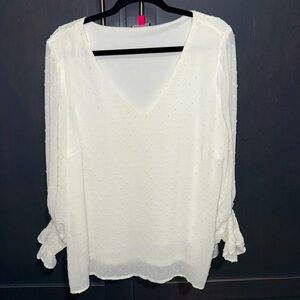 Vince Camuto White Swiss Dot Top